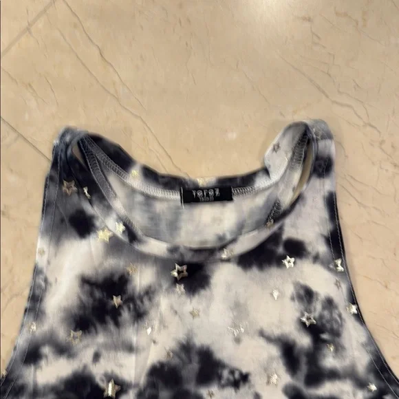 Terez Black and White Starry Tie-Dye Tank Top - Picture 3 of 7